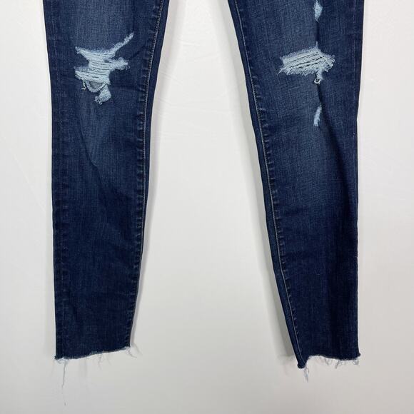Frame Womens 24 Le Skinny de Jeanne Jeans Distressed Ripped Fray Hem Wriley Wash - Picture 5 of 13